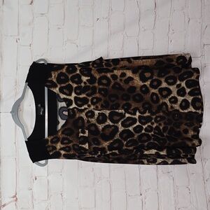 Elie McCarthy Scoop Neck Cheetah Print Knit Top Womens Size 3x